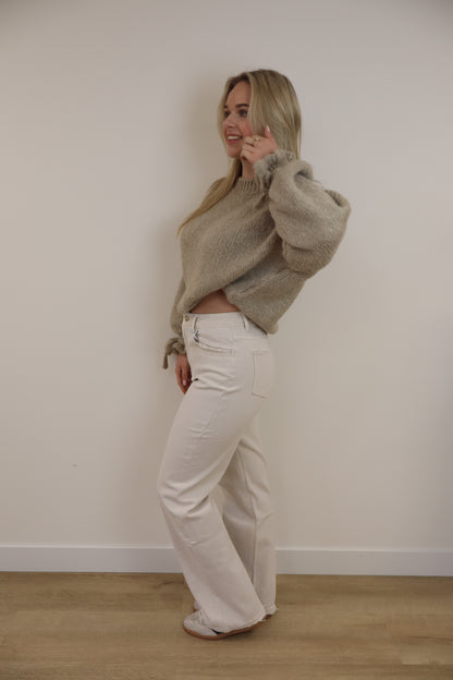 Wide Leg Jeans Beige W3376-K