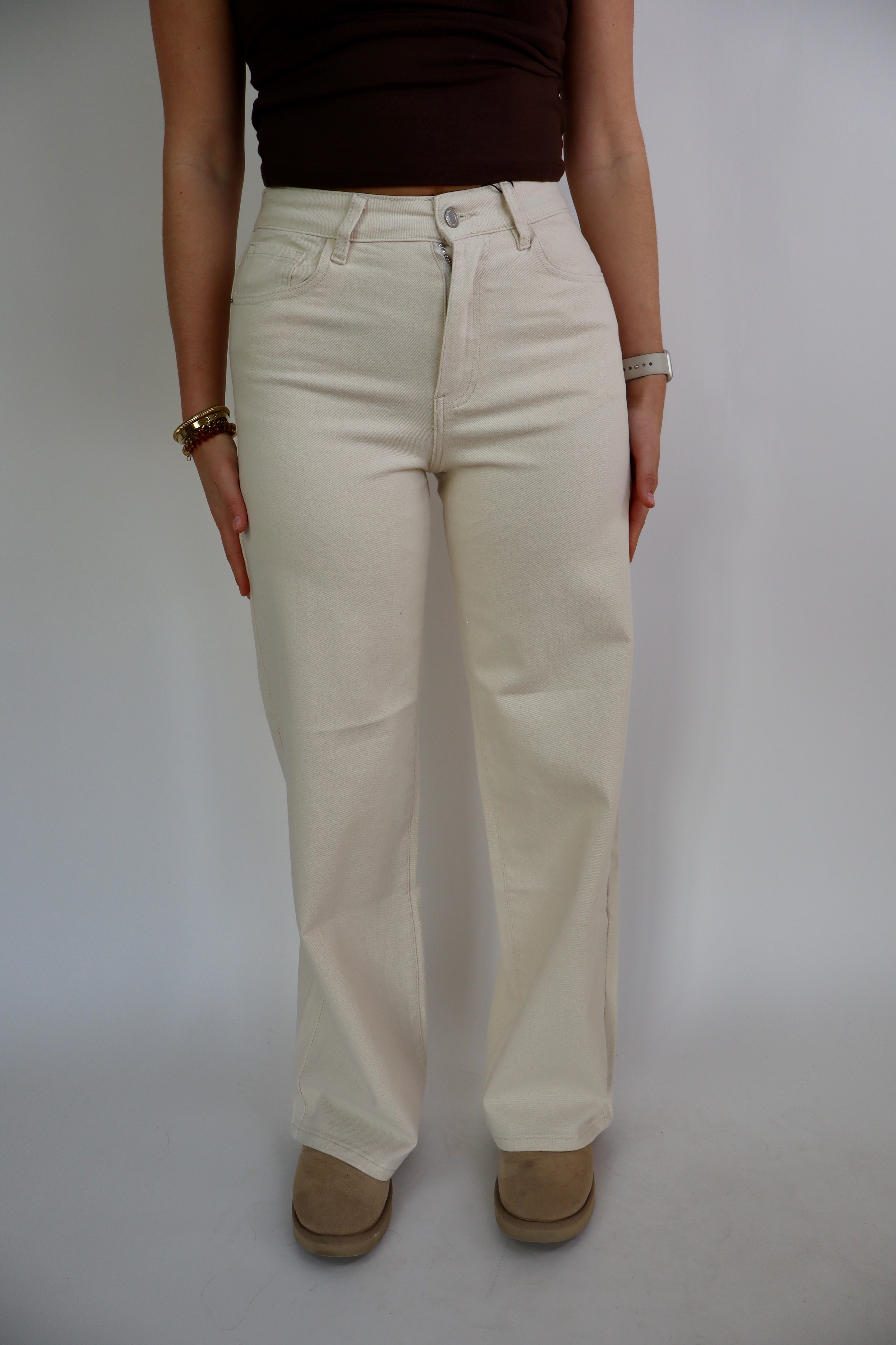 Laulia Dad Fit Jeans Beige T6066