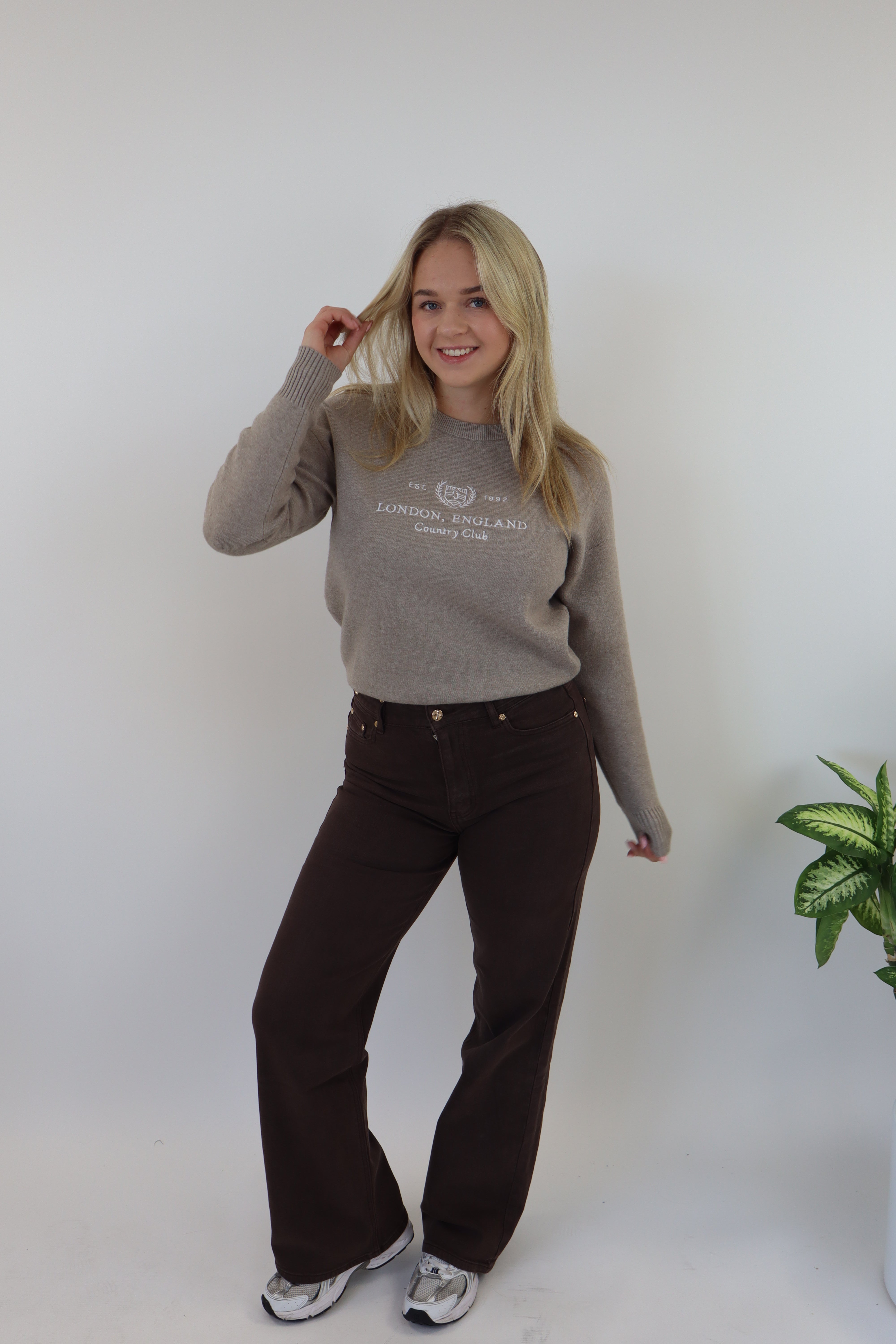 Suzan Wide Leg Jeans | Bruin W3368-C