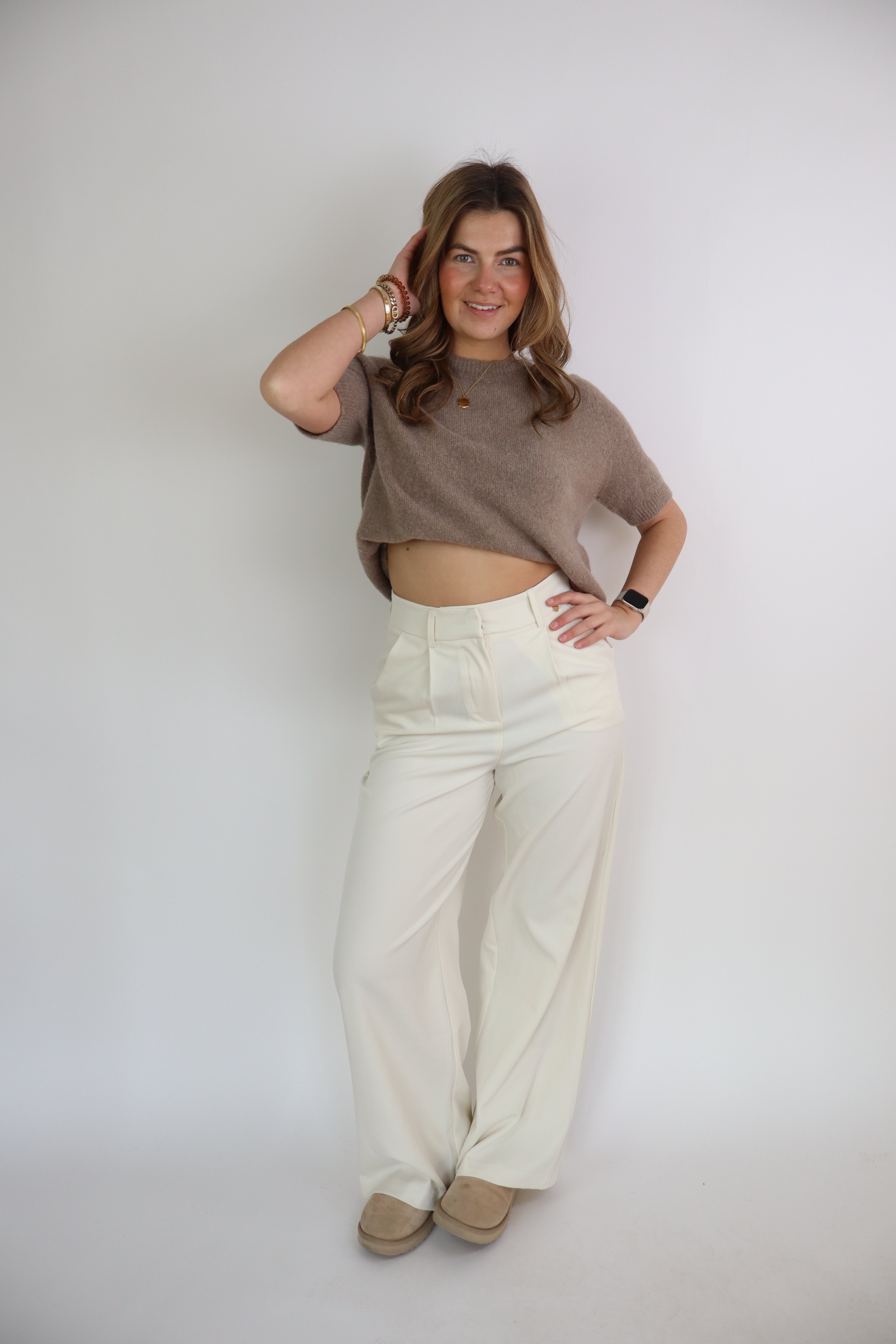 Bowie Wide Leg Pantalon Apricot