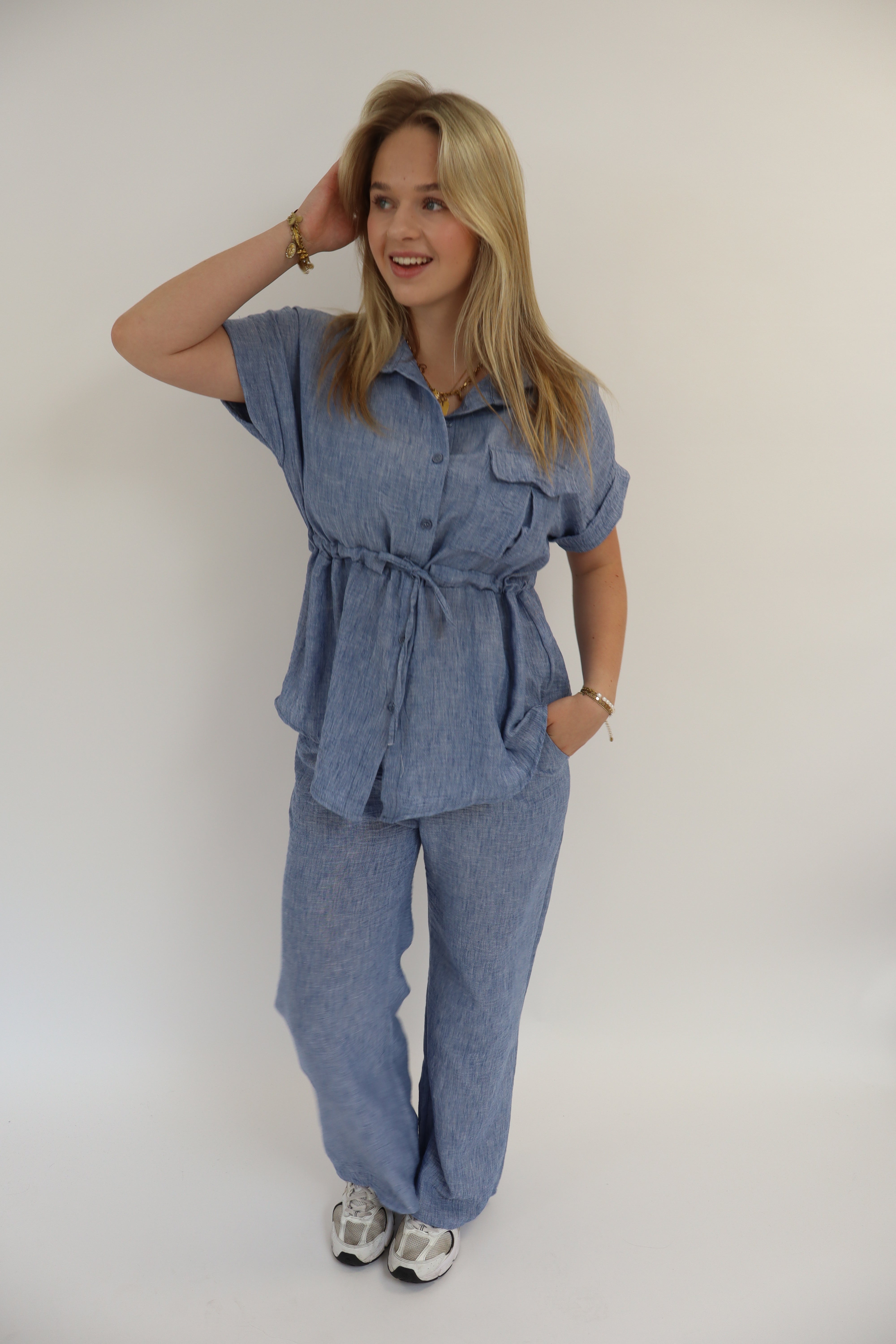 Marie Two Piece Set Denim Blue