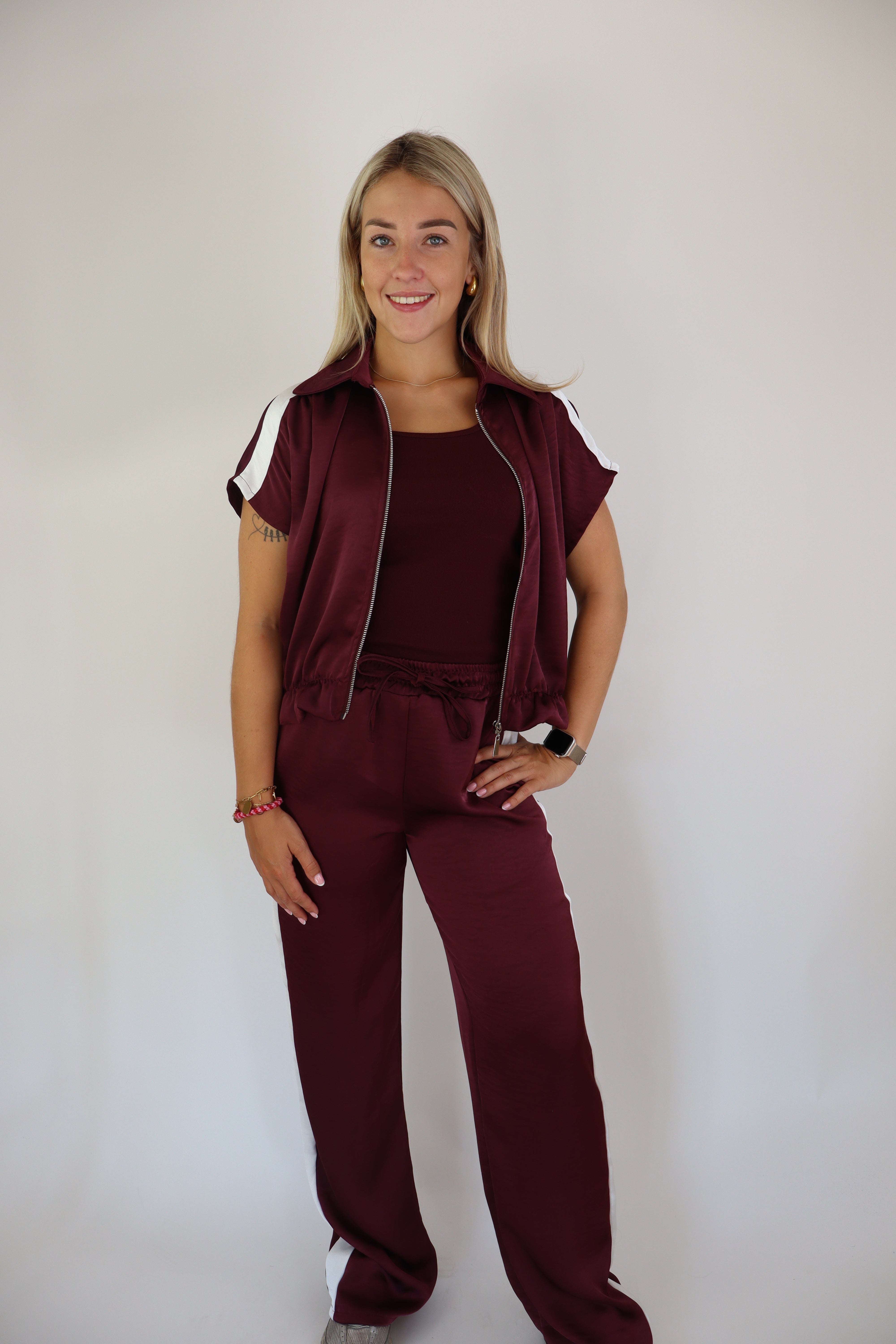 Caitlin Satijnen Broek Bordeaux