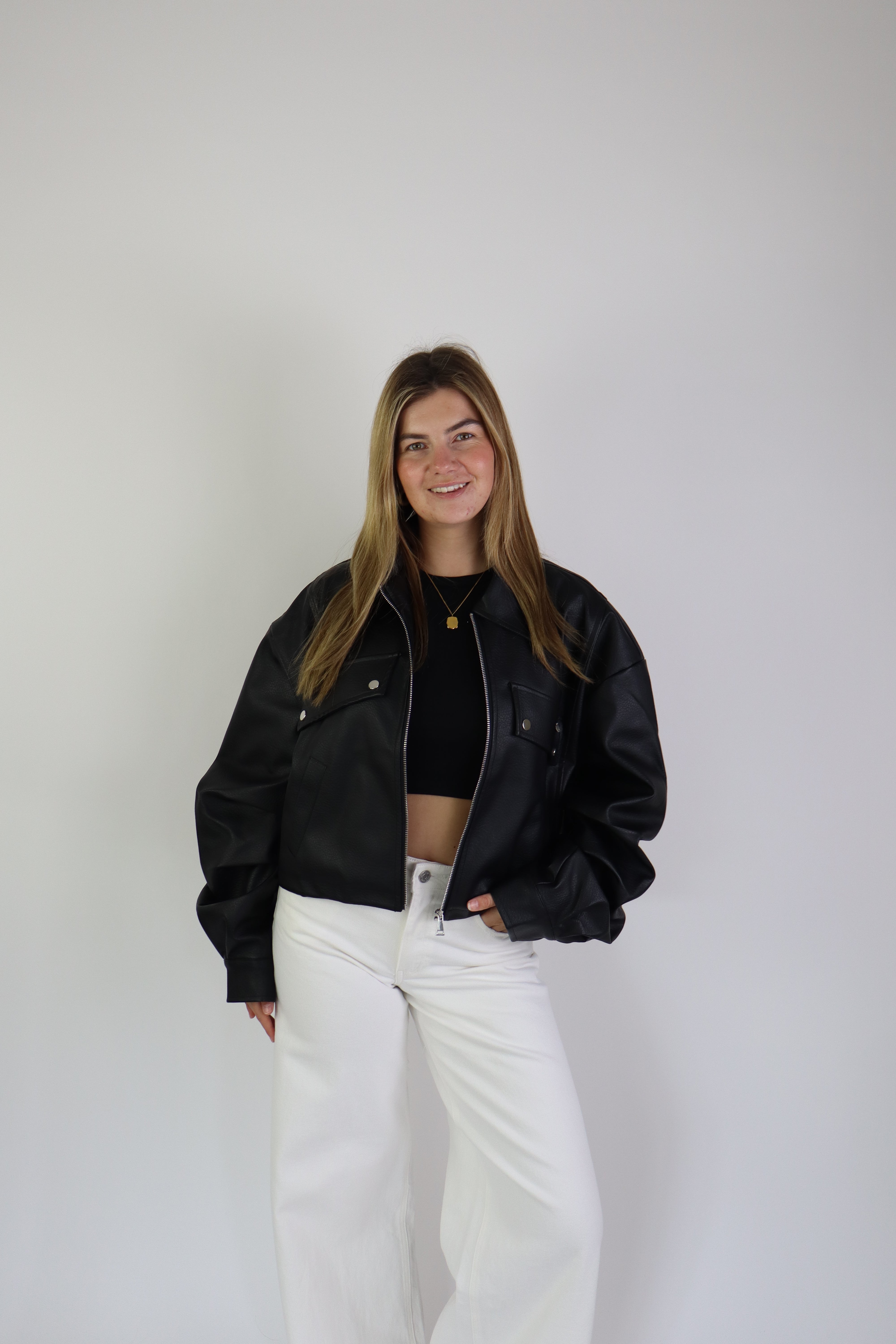 Jaeli Leather Jacket Black