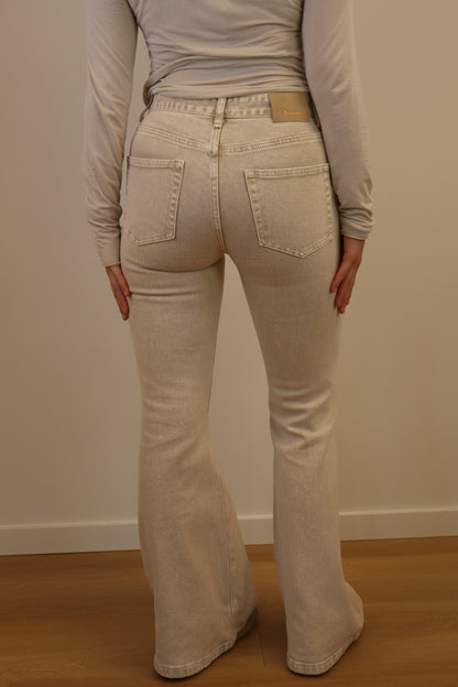Tess Mid Waist Flared Jeans Beige