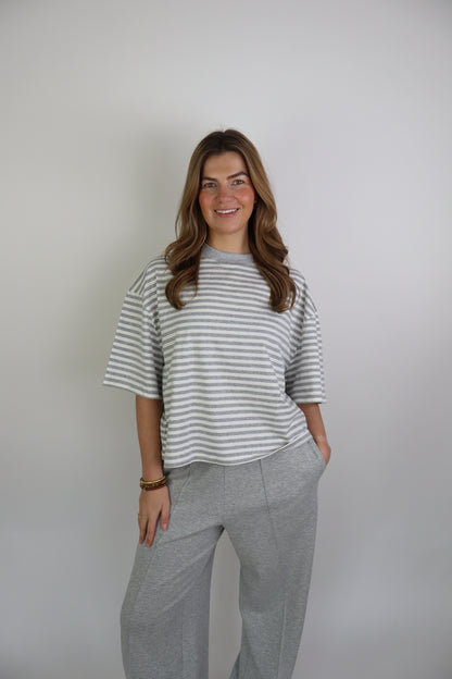 Femke Striped Tee Light Grey