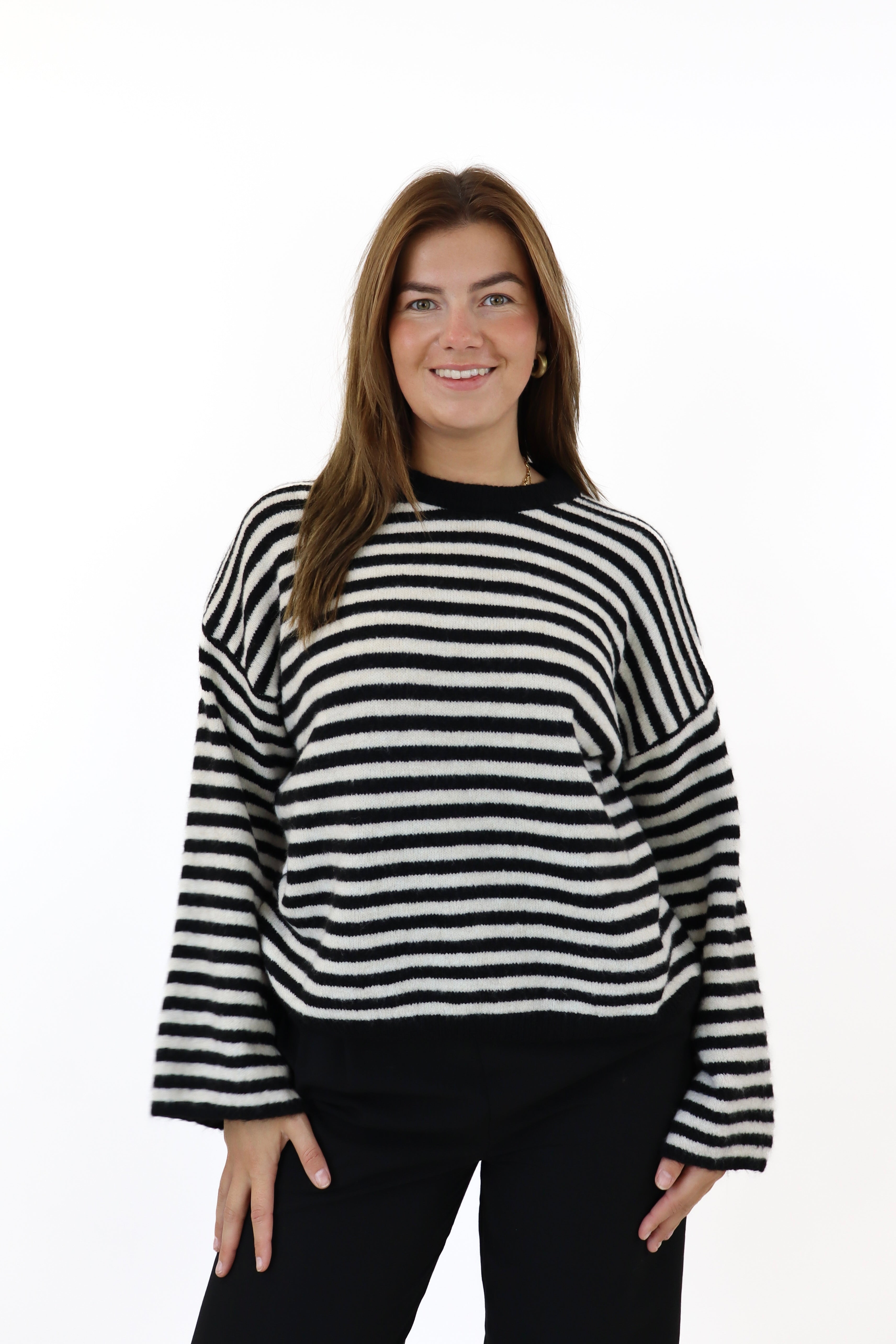 Myrthe Striped Sweater | Black