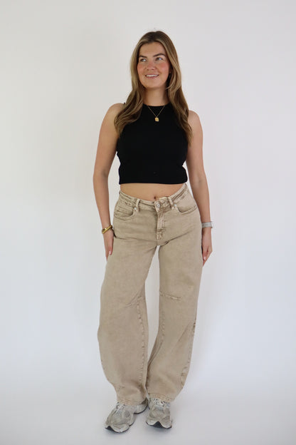 LAULIA BALLOON JEANS TAUPE Y3395-5M