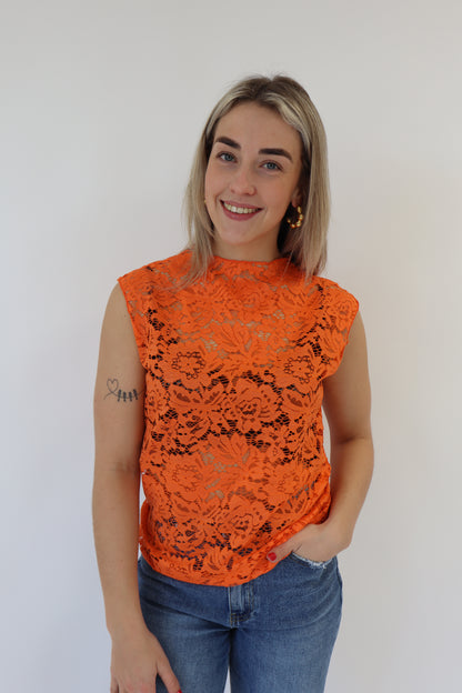 Anna Lace Top Orange