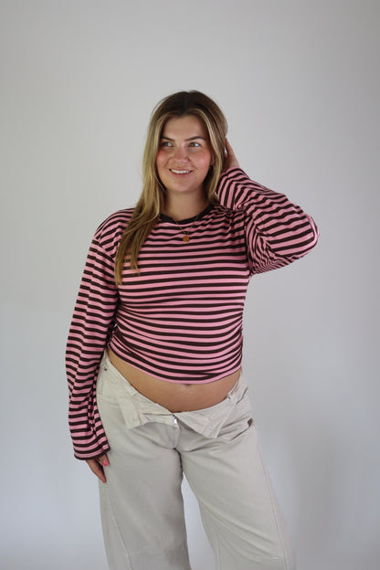 Elaine Striped Top Brown/Pink
