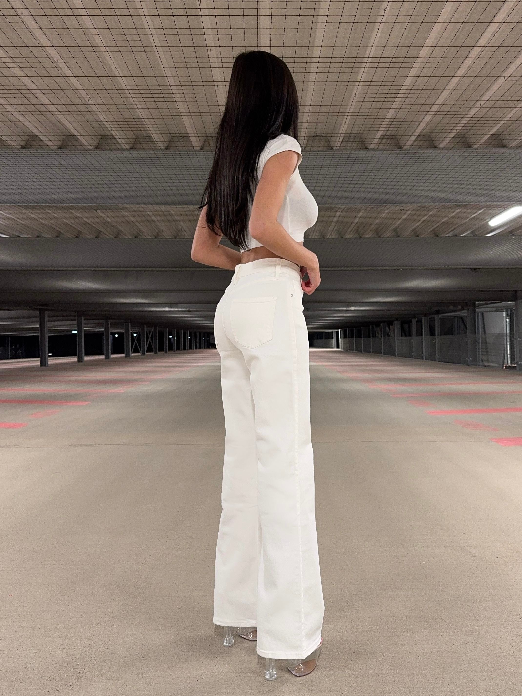 Tall Mid Waist Flared Jeans White RD3150