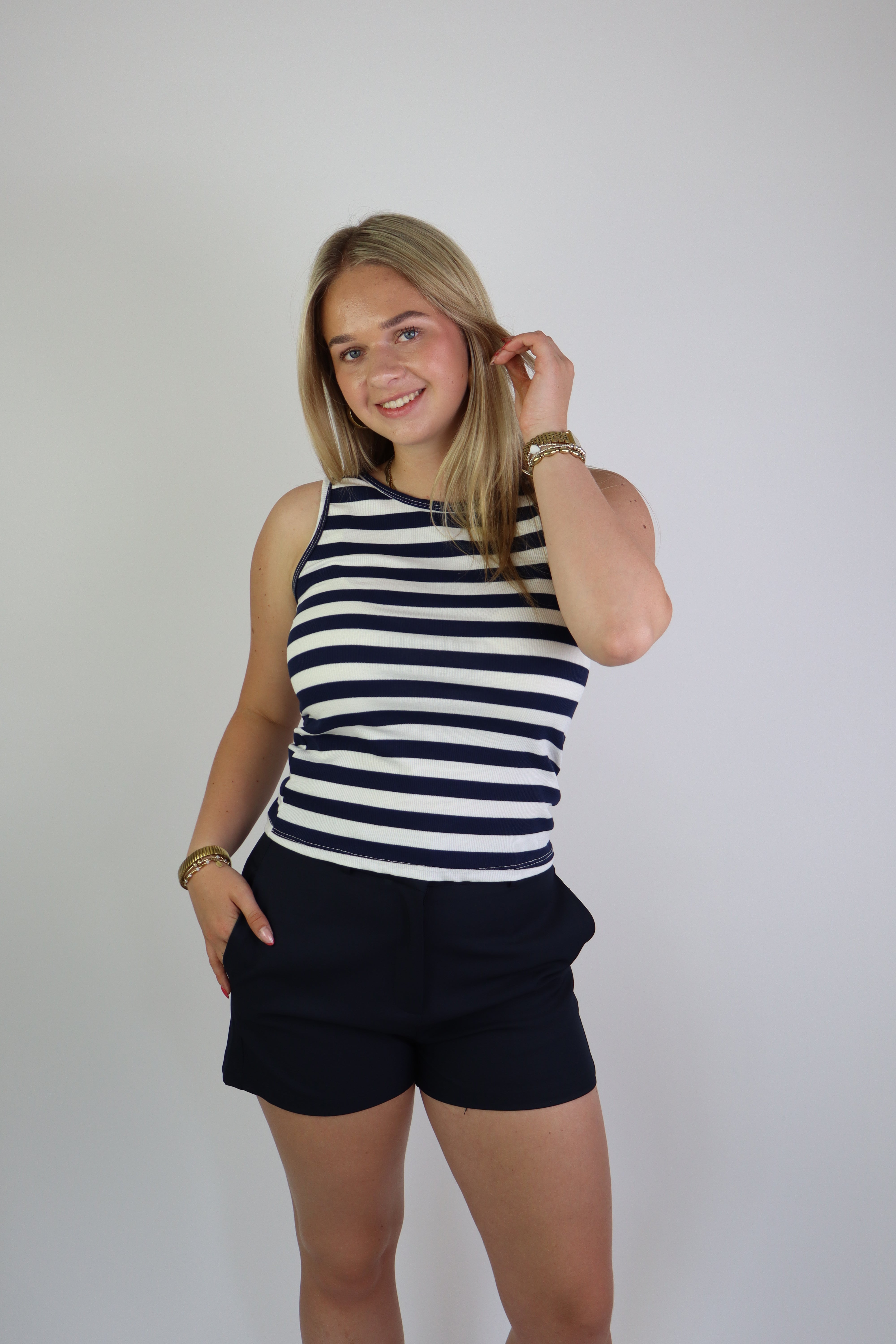 Ambika Striped Top Navy