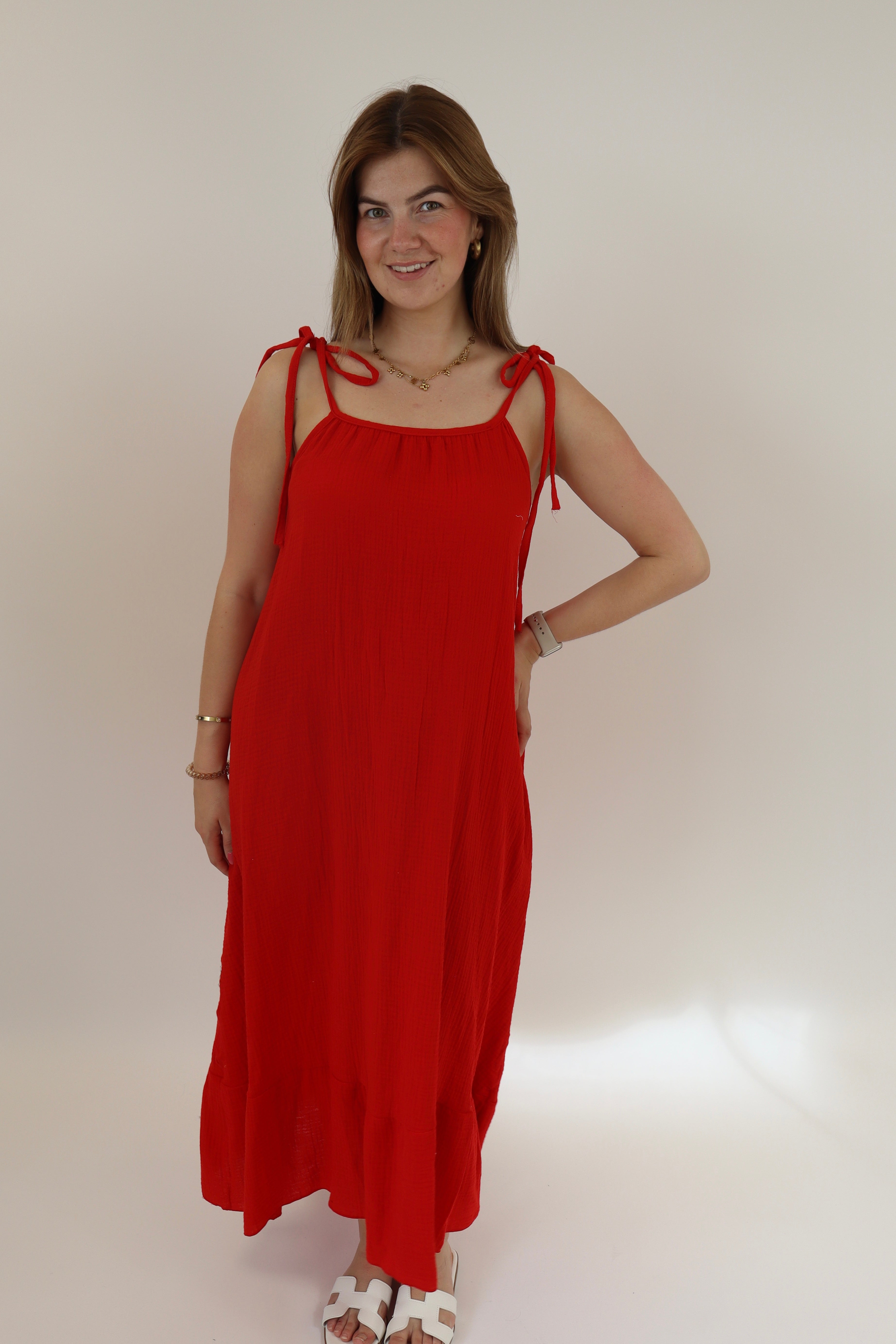 Britney Maxi Bow Dress Red