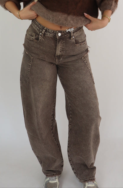 Lola Balloon Pocket Jeans Taupe W3832-4