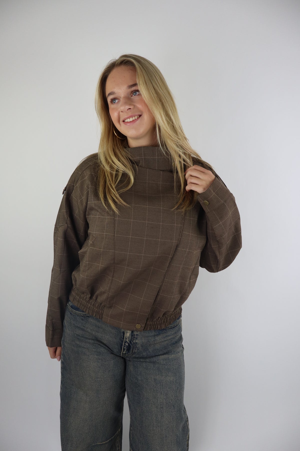 Elin Plaid Jacket Brown 8149