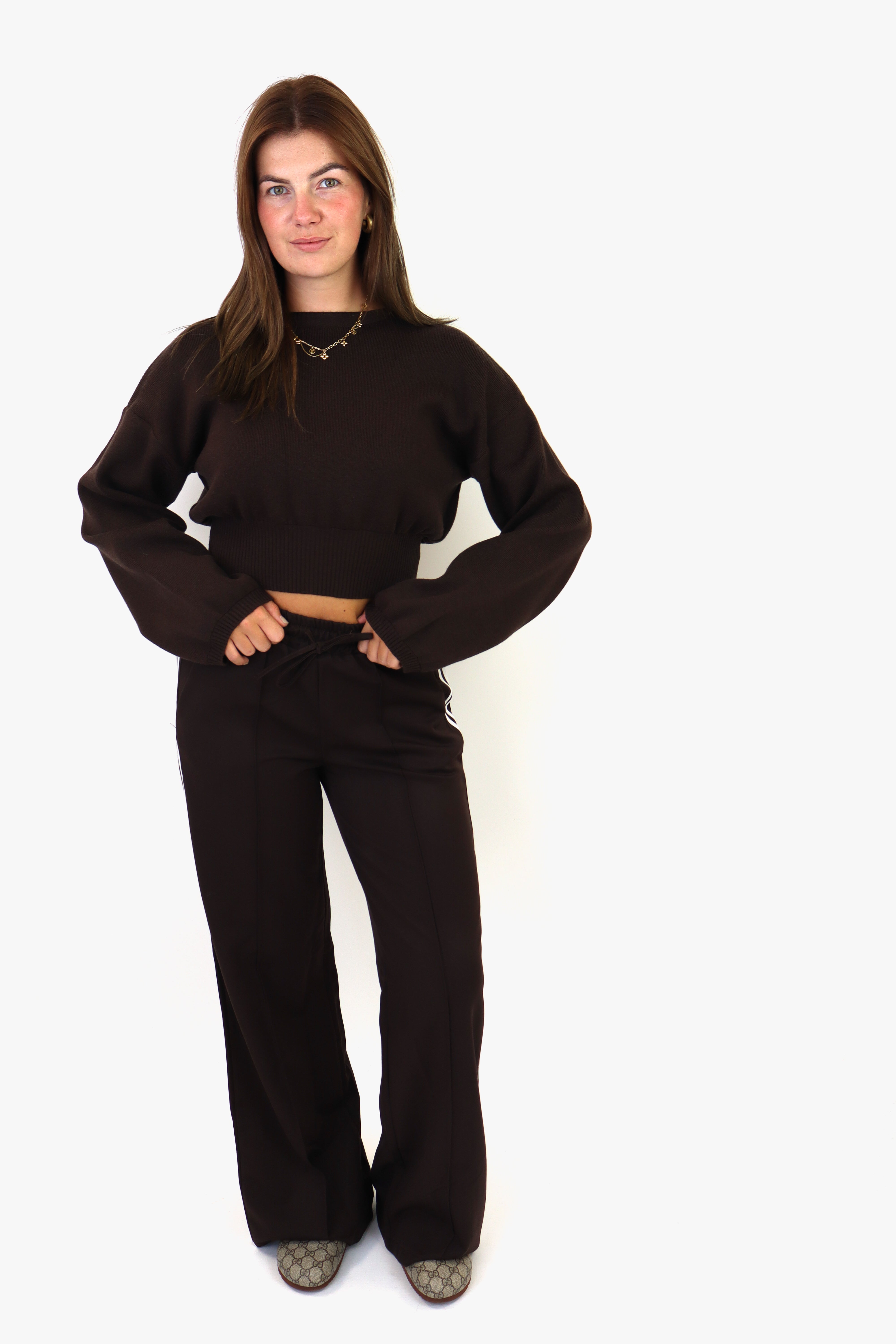 Laure Striped Pants Brown