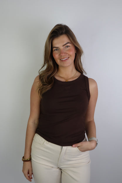 Suus Logo Tank Top Brown