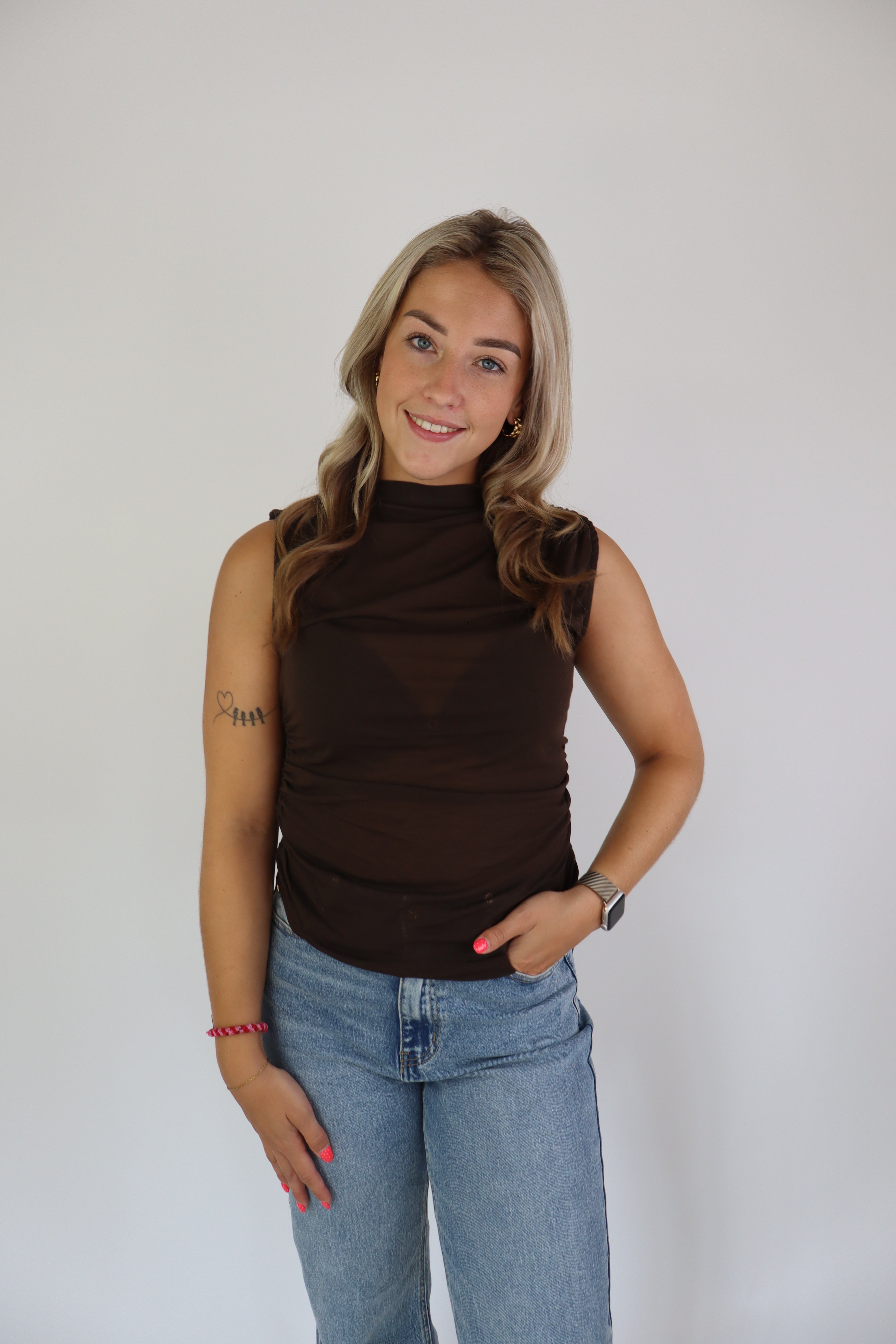 Ambika Mesh Top Brown