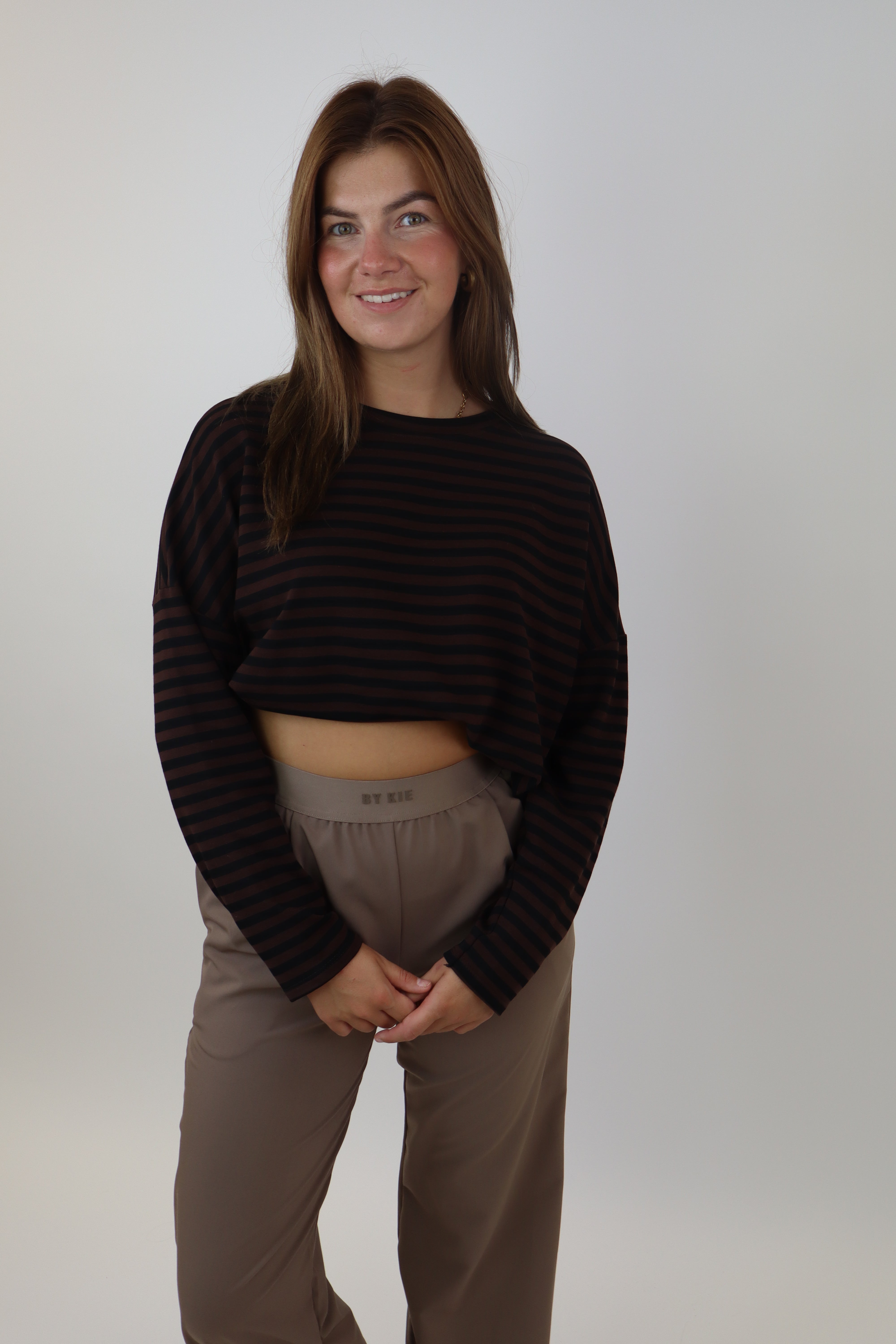 Richelle Striped Top Zwart/Bruin