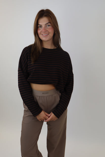Richelle Striped Top Zwart/Bruin