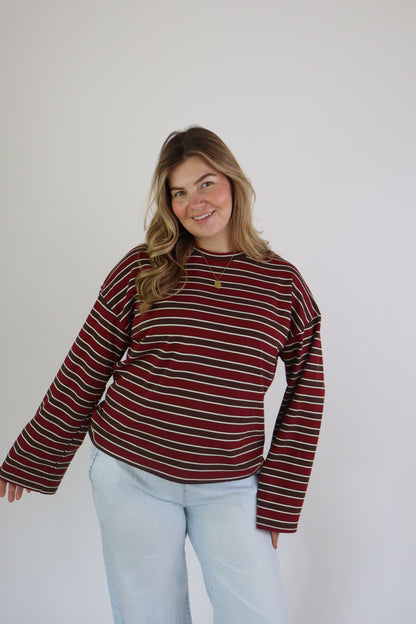 Amy Striped Longsleeve Bordeaux/Brown