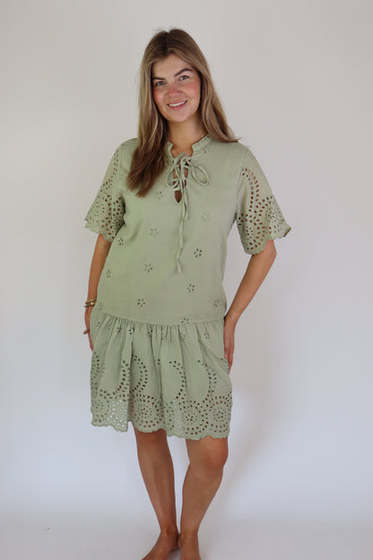 Marah Broderie Dress Green