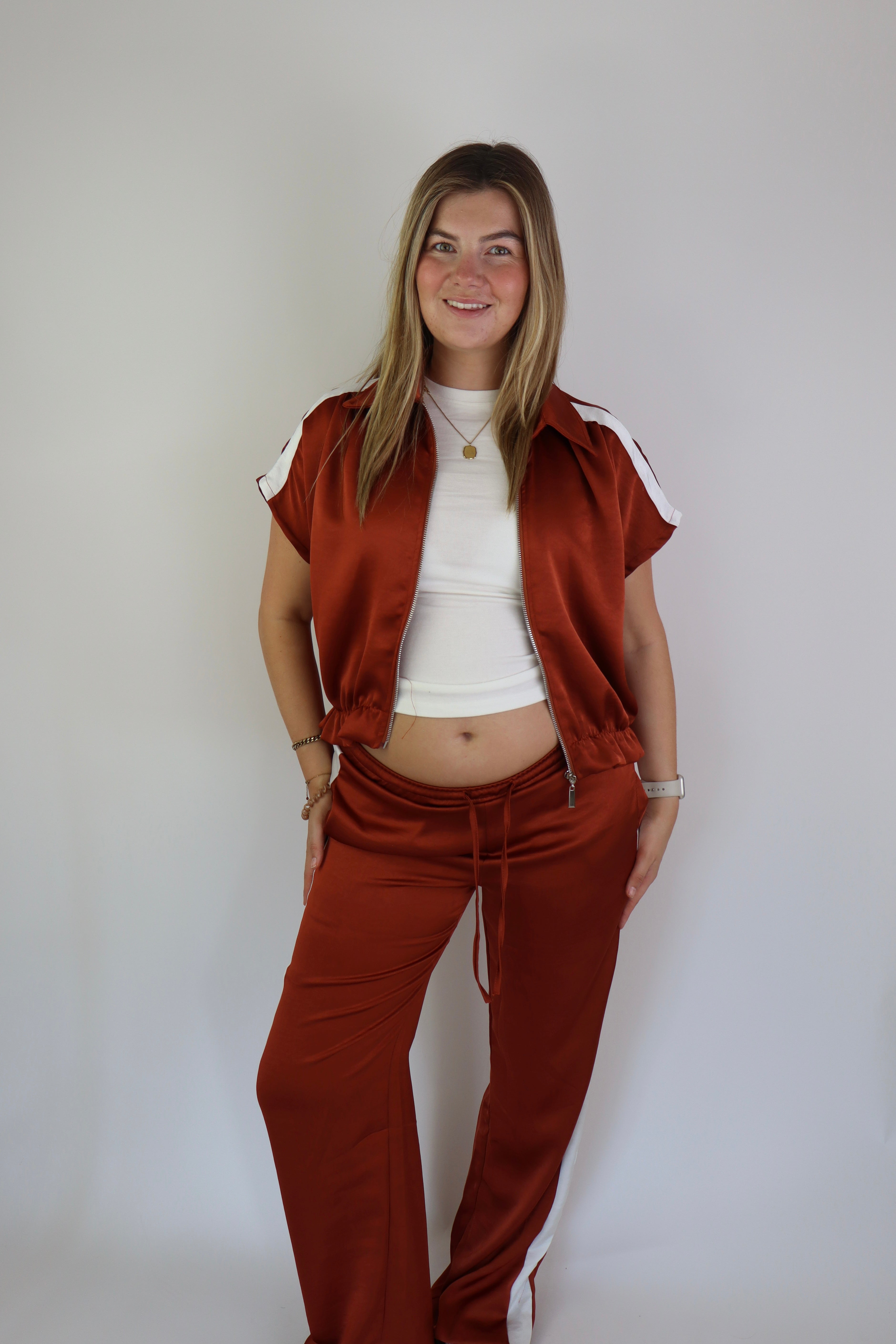 Caitlin Satijnen Gilet Roest