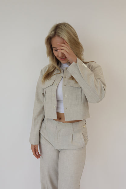 Ambika Studio Cropped Jacket | Linnen Look