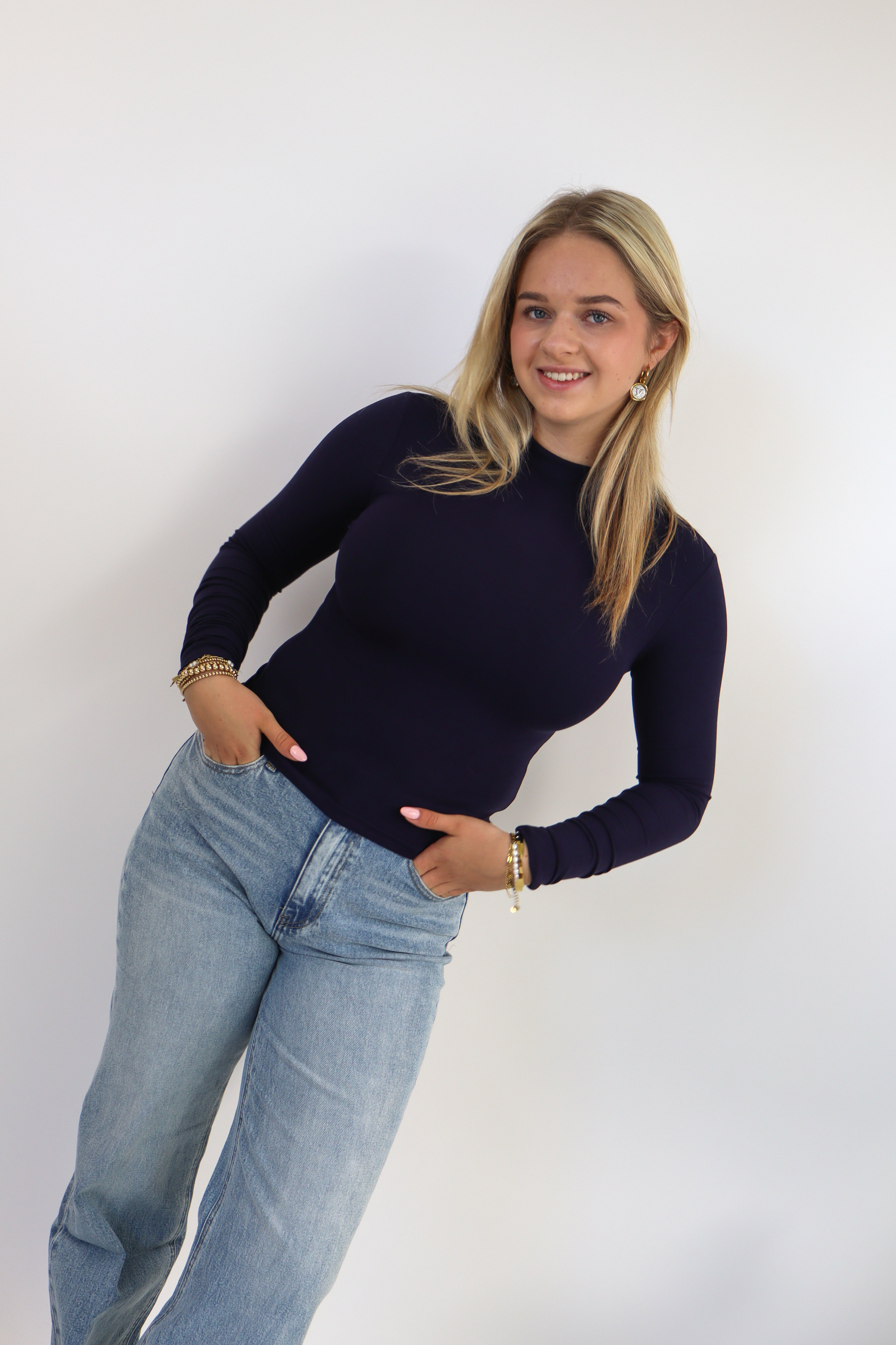 Leanne Long Sleeve Top - Navy