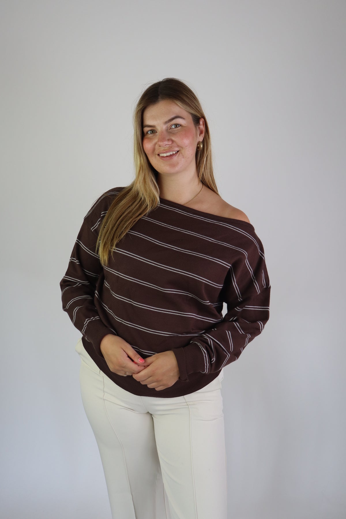 Emmy Off Shoulder Knit Brown