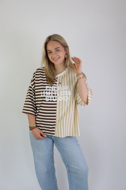 Studio Striped Tee Beige