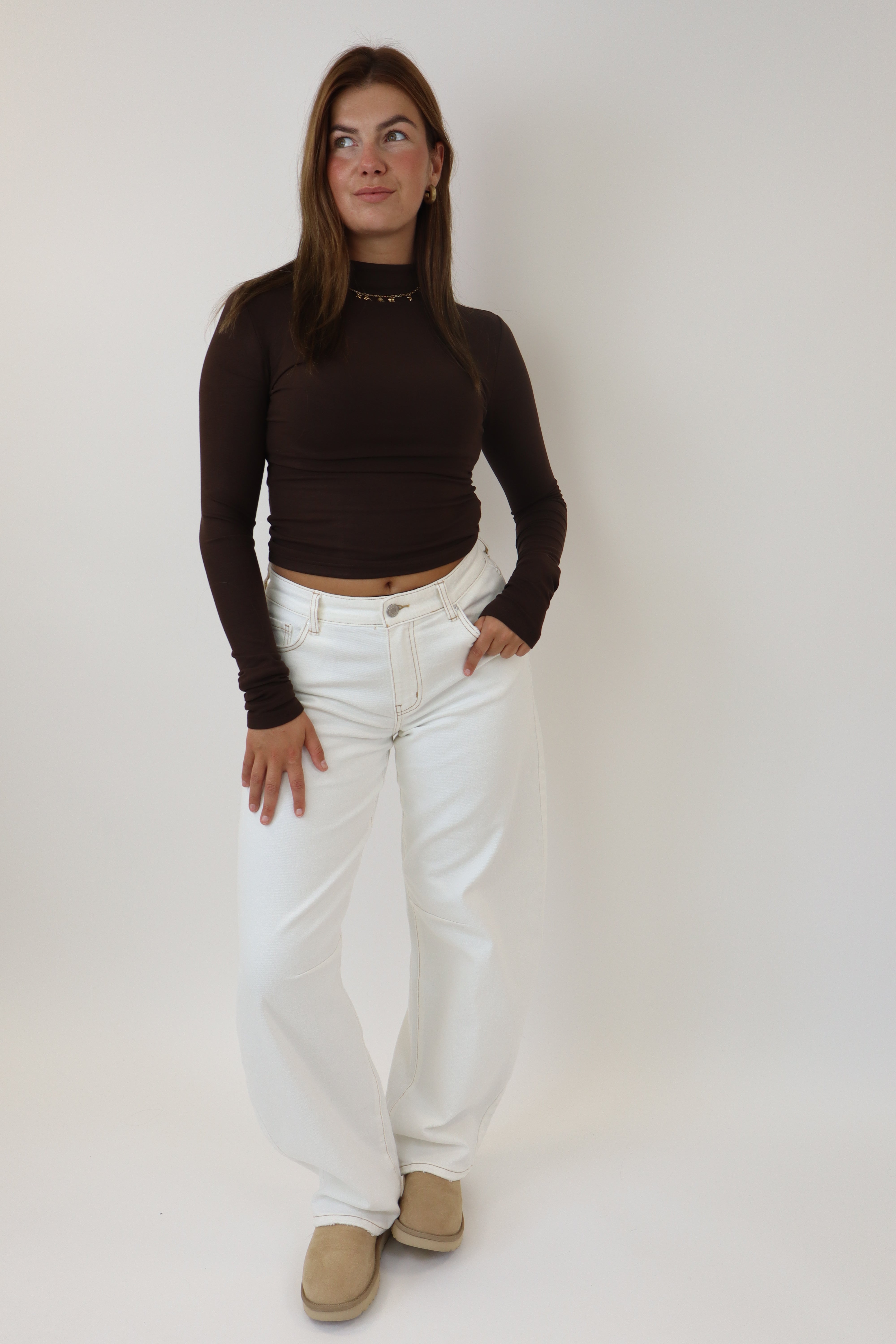 Nadia Mid Waist Balloon Jeans | White W3717-B