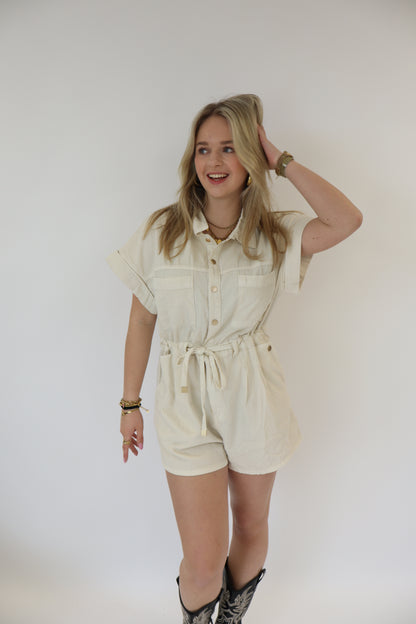 Lisanne Denim Jumpsuit Beige