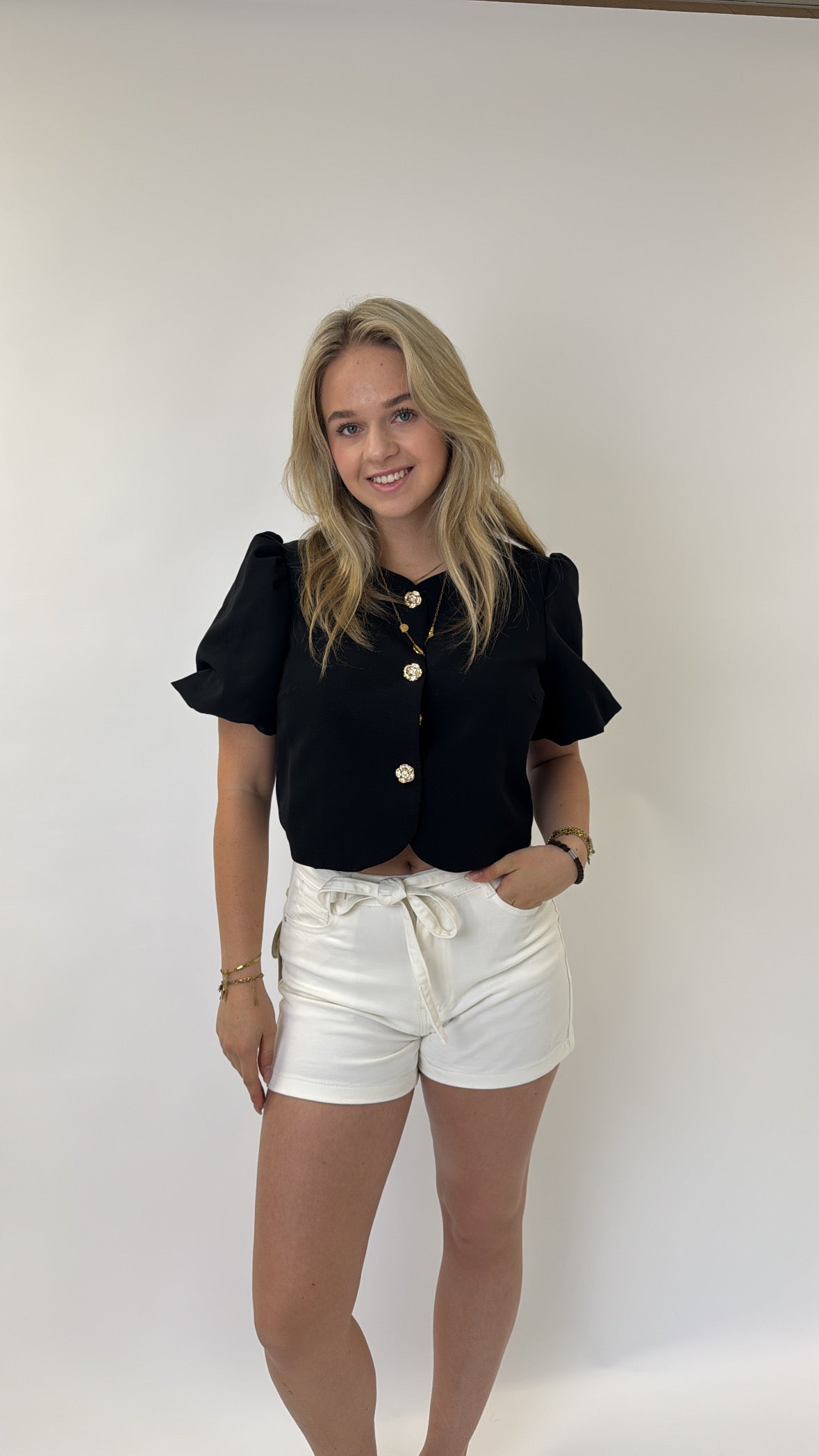 Renee Denim Short Wit | RD9051-5