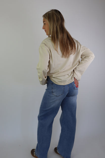 Fold Over Jeans Denim HM1511-1