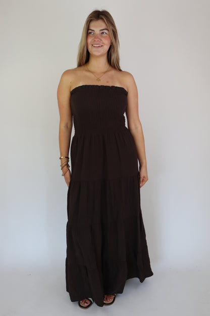 Katoenen Maxi Dress Brown