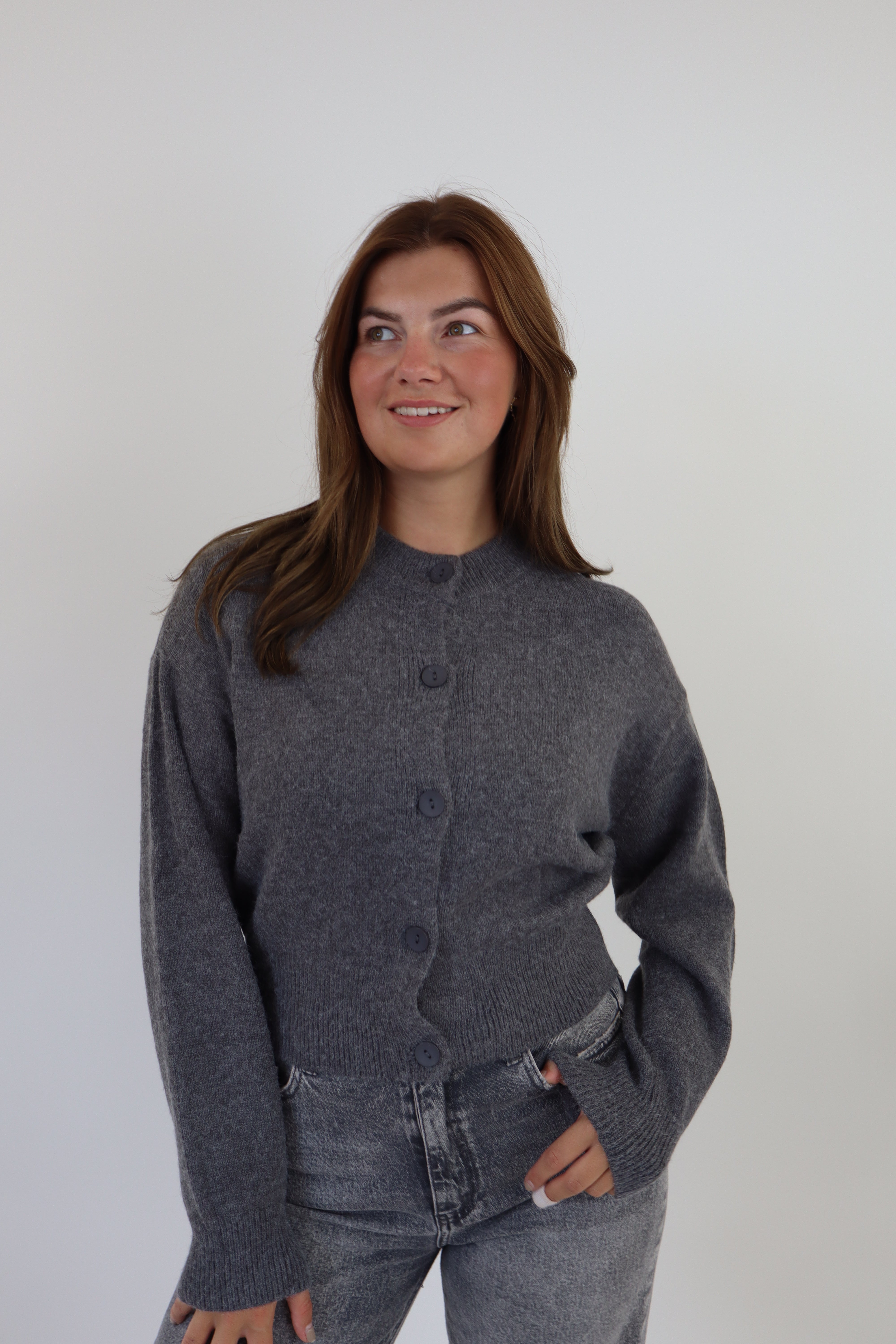 By Kie Knitted Cardigan Dark Grey