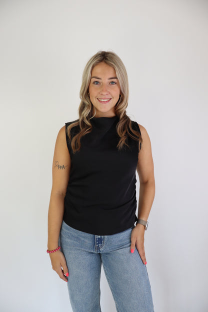 Noor Satijnen Top Black