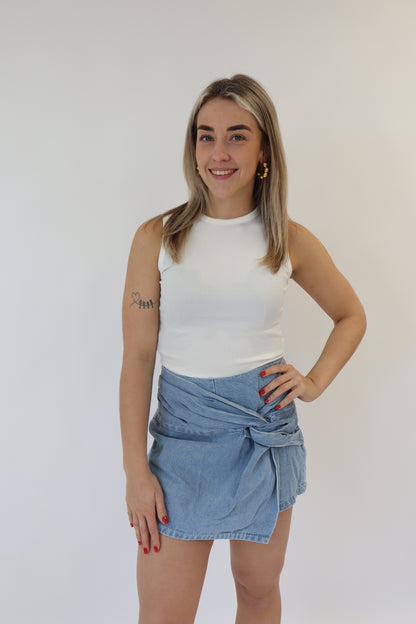 Kris Denim Skort Light Blue