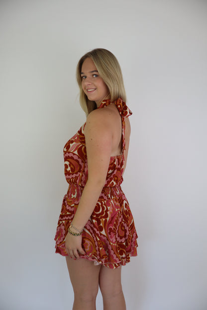 Mara Printed Dress Red