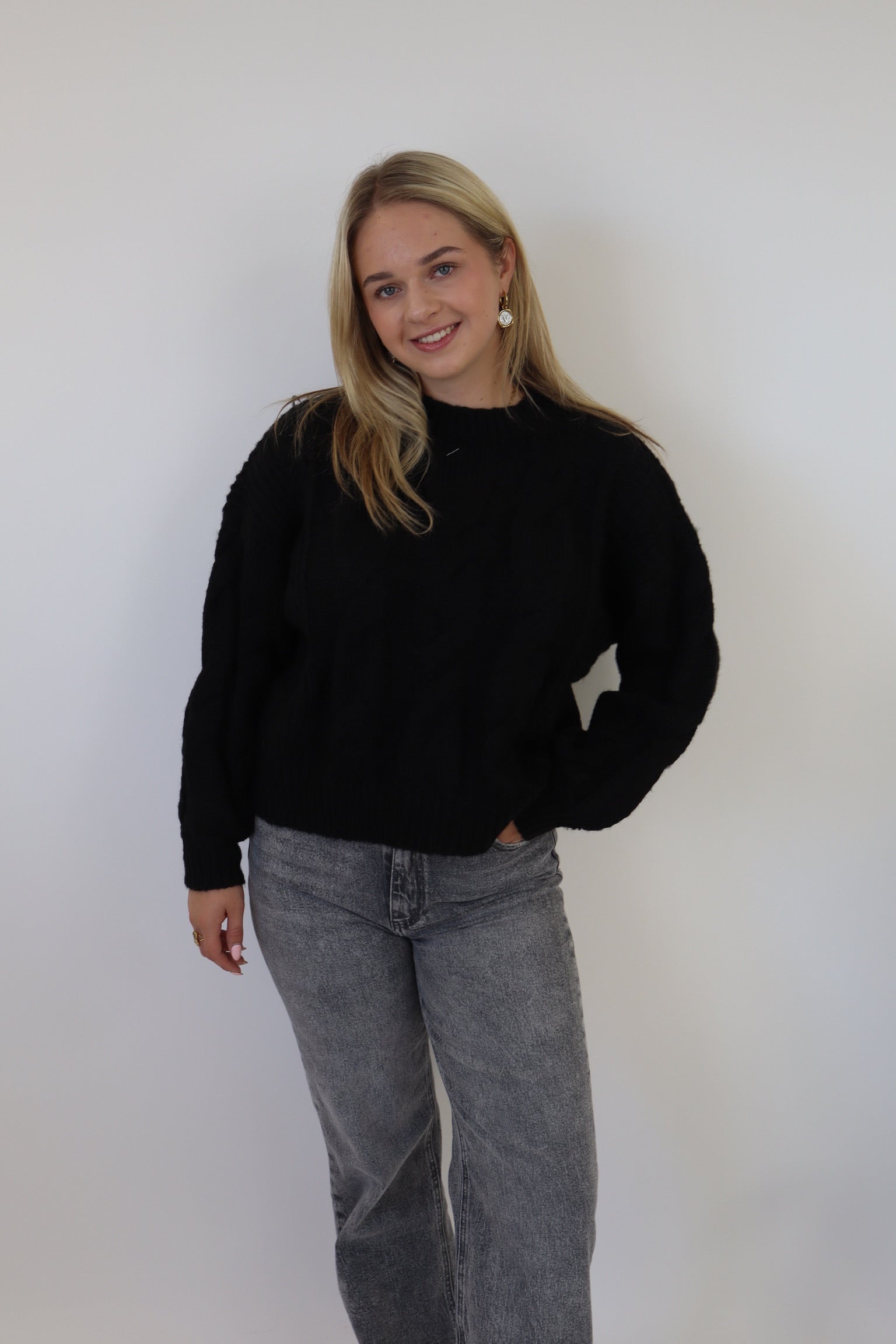 Ayanna Cable Sweater - Black