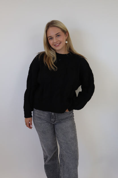 Ayanna Cable Sweater - Black