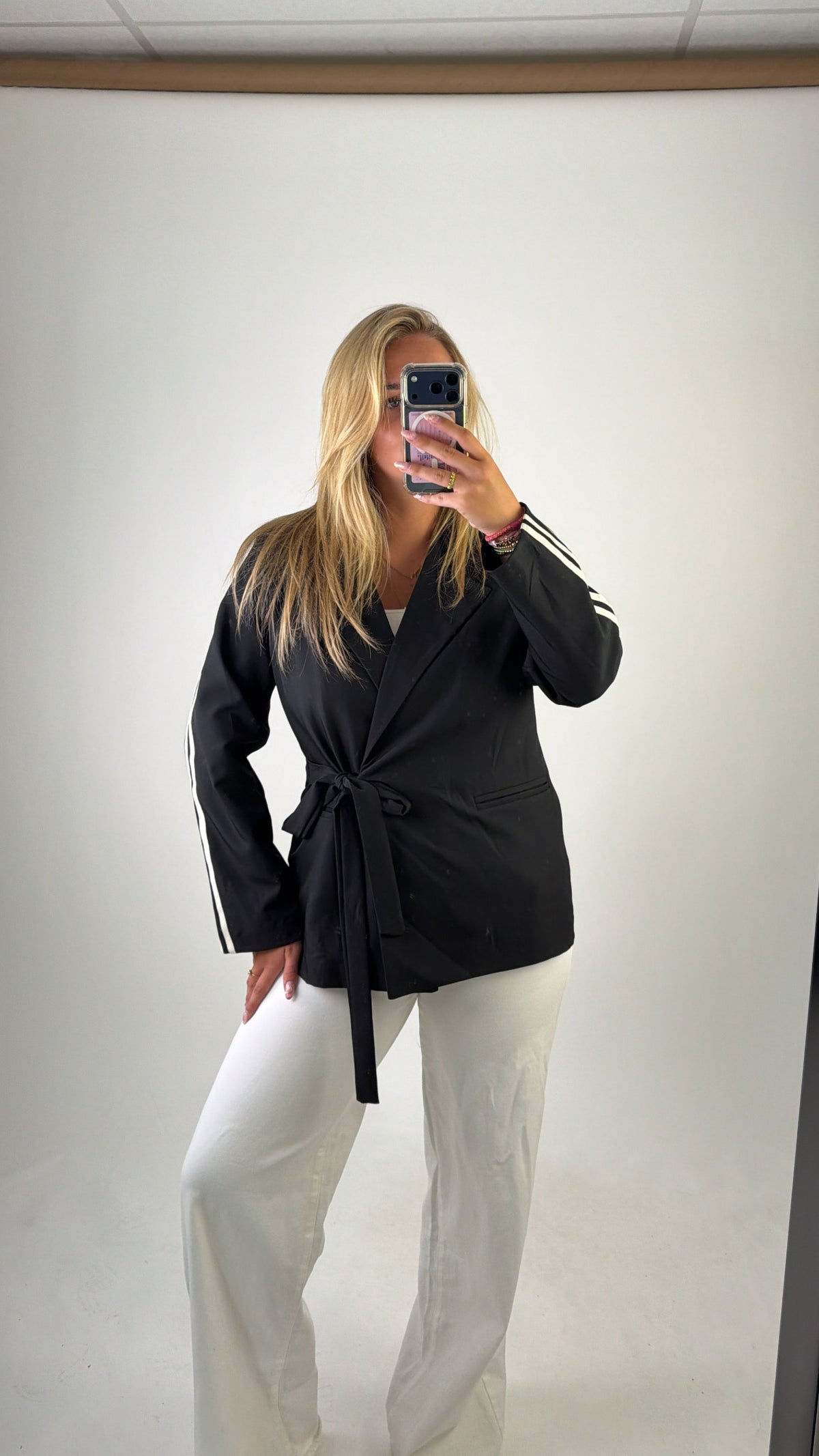 Gina Striped Blazer Black