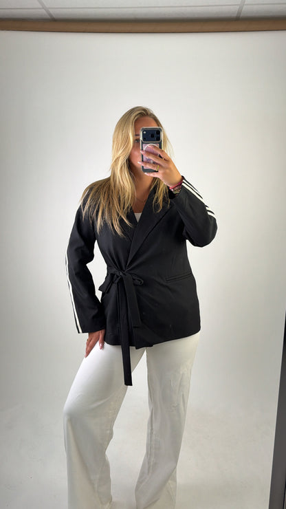 Gina Striped Blazer Black