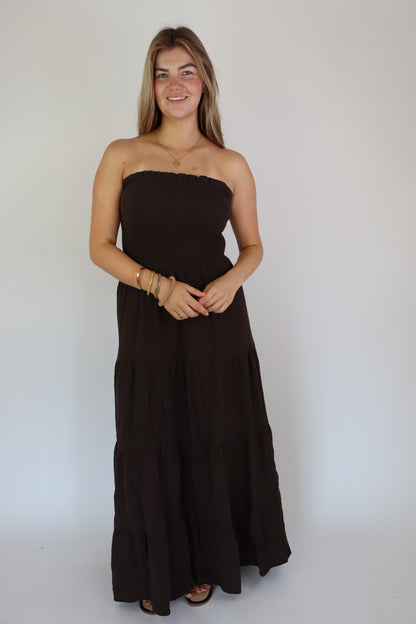 Katoenen Maxi Dress Brown