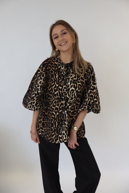 Denim Leopard Top