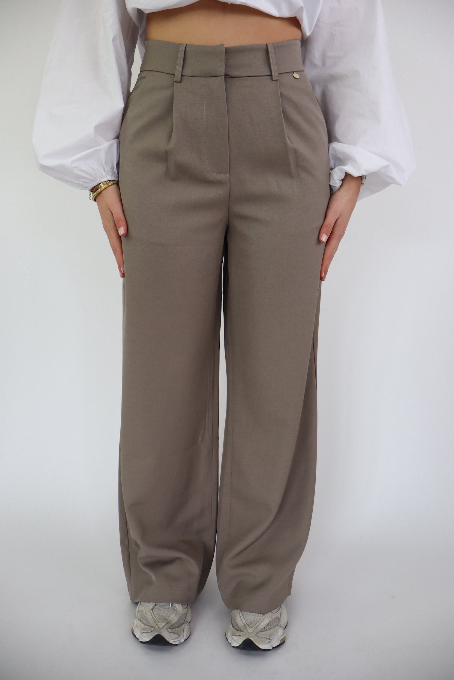 Bowie Wide Leg Pantalon Taupe