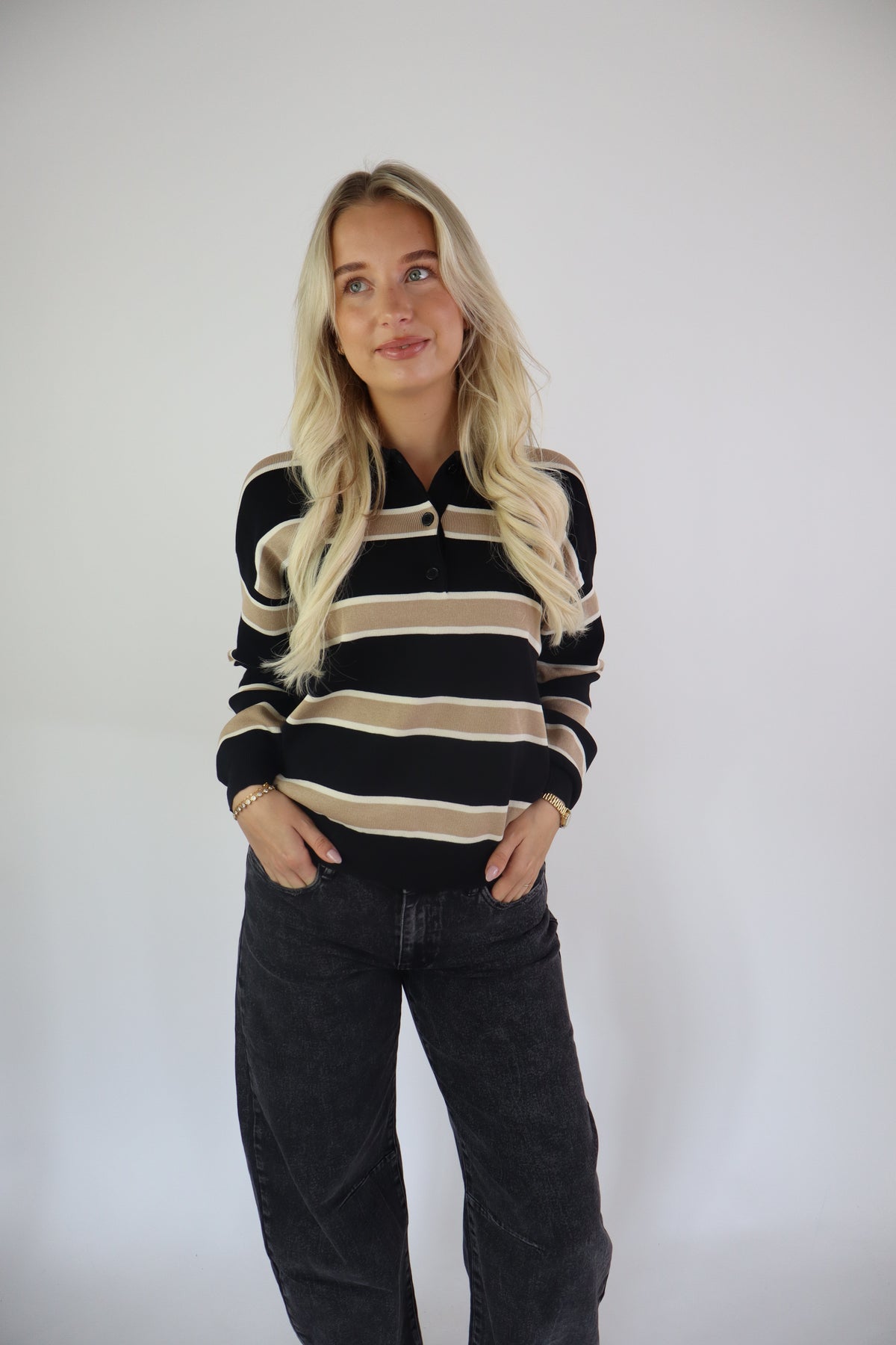 Alessia Striped Polo Sweater