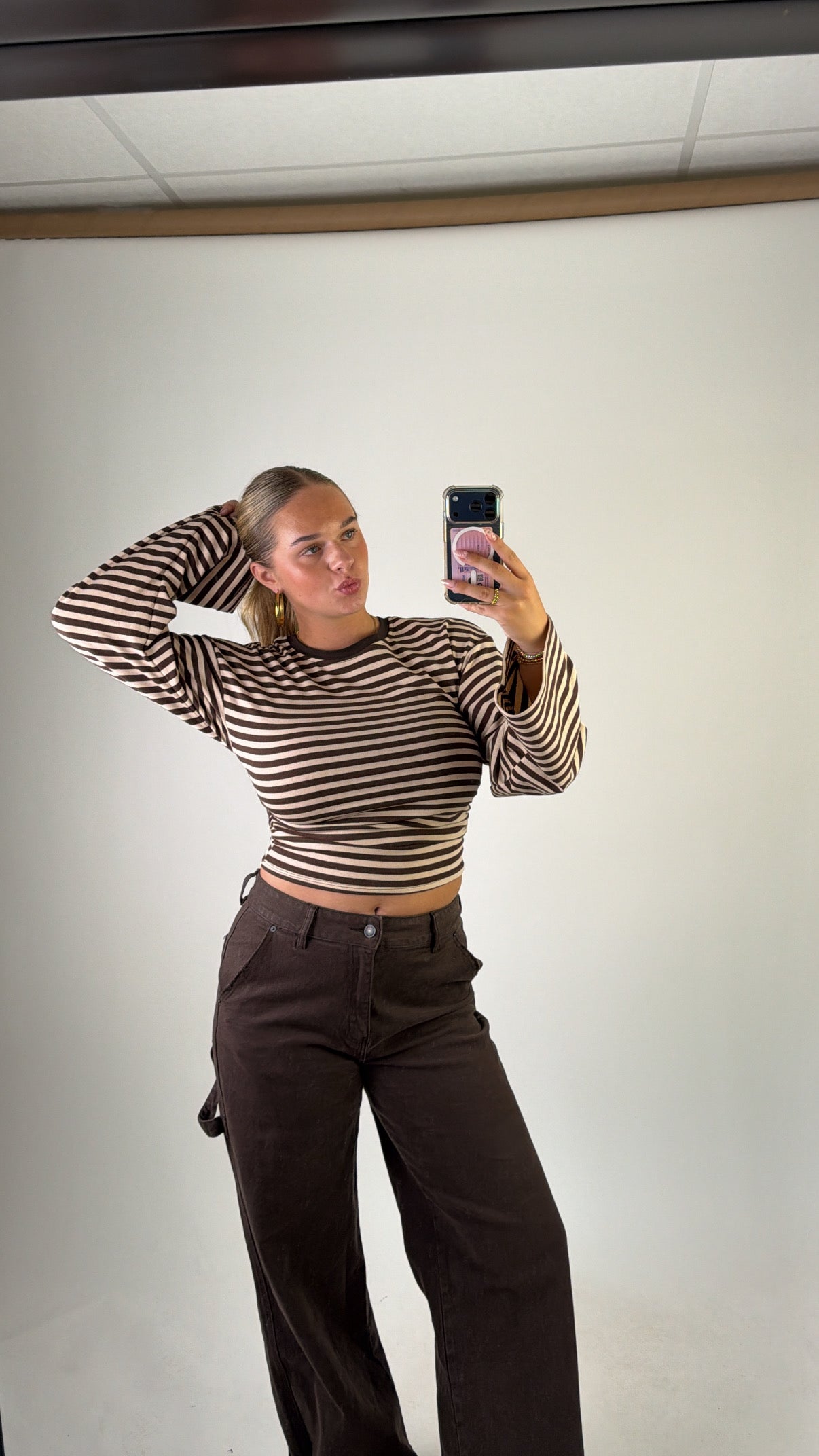 Elaine Striped Top Brown/Beige