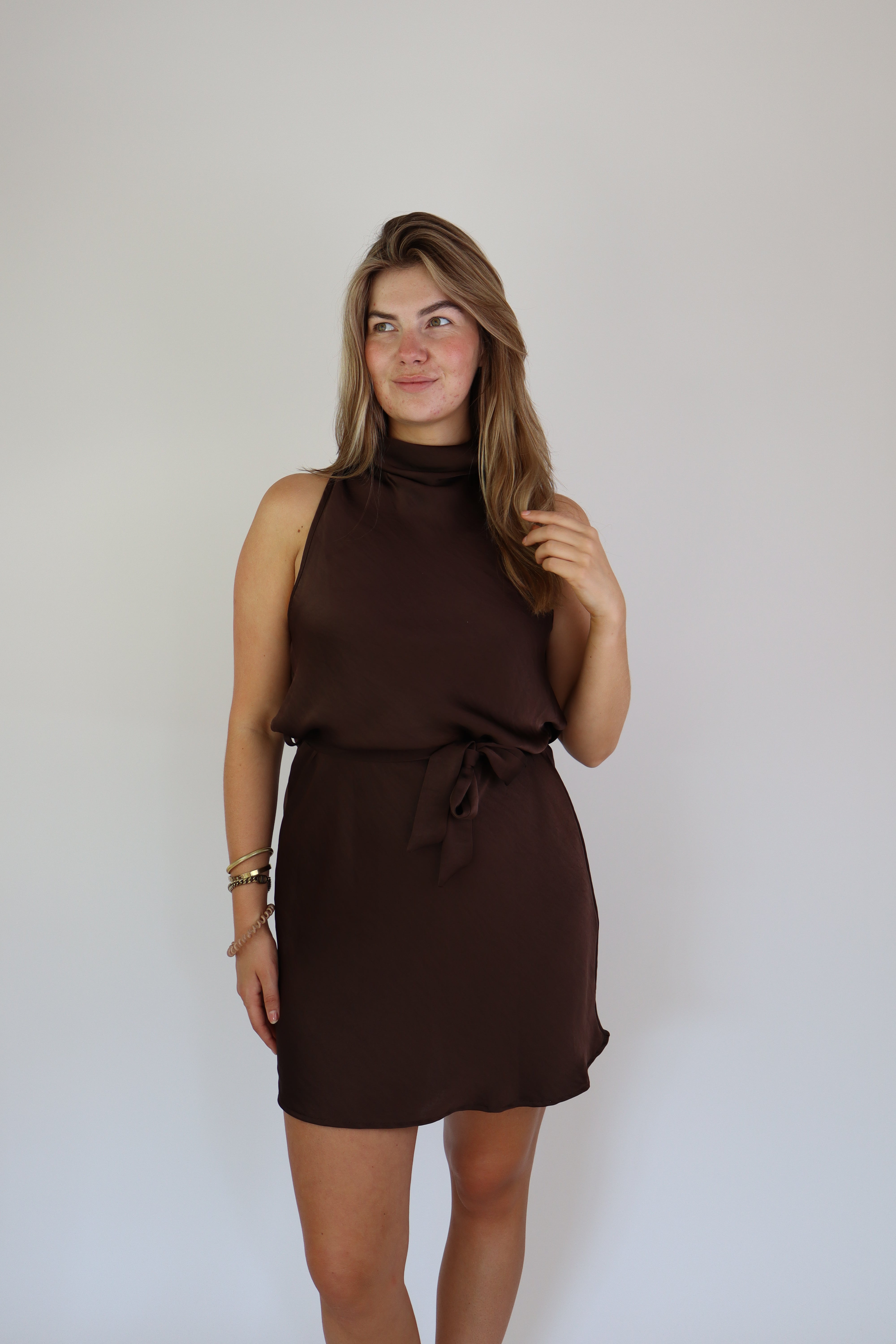 Satijnen Dress Brown