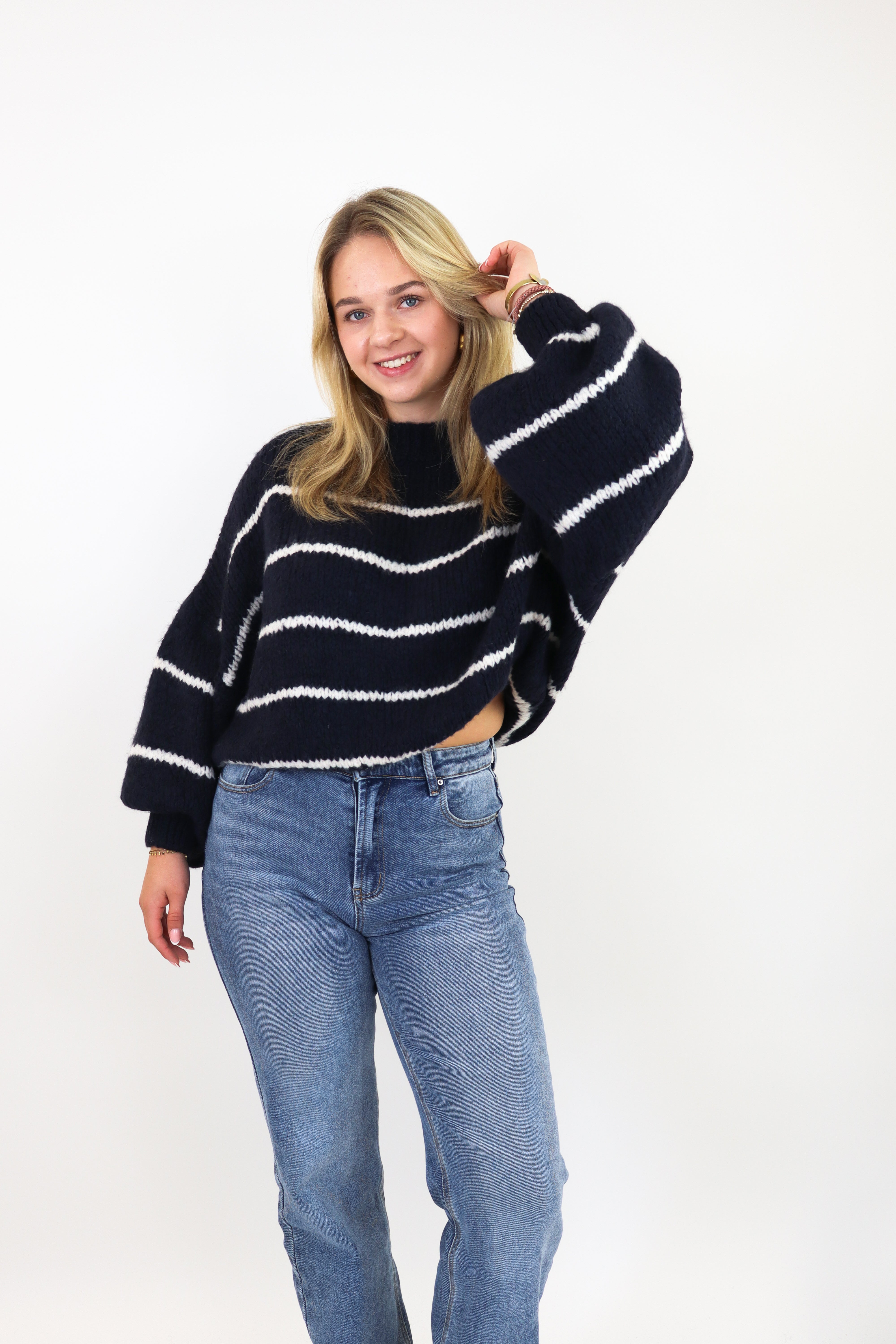Ella Striped Sweater Navy